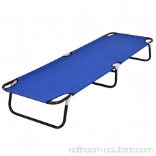 Costway Blue Folding Camping Bed Outdoor Portable Military Cot Sleeping Hiking Travel